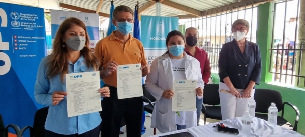 La OPS/OMS entrega a la Secretaría de Salud obras de rehabilitación hidrosanitaria en Choloma y San Pedro Sula, en el marco de la 20ª Semana de Vacunación de las Américas (SVA)